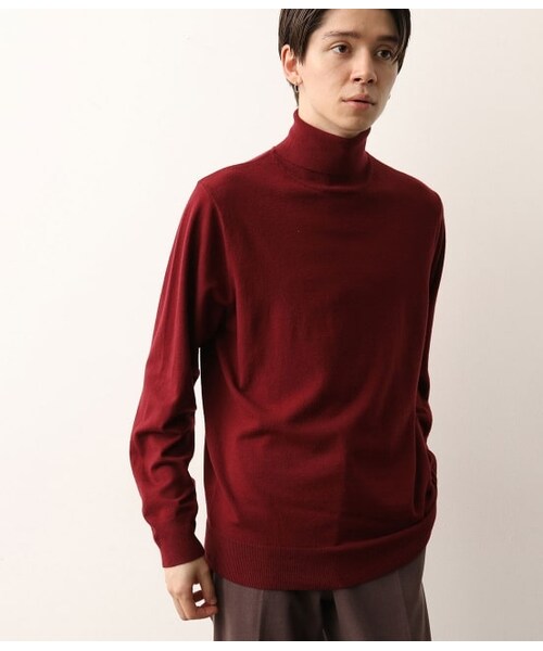 JUNRED(ジュンレッド)の「【ウォッシャブルストレッチ】タートルニット(トップス・メンズ・ワイン/ブラック/キャメル/スミクロ・S/L/LL/M)」の4枚目の写真