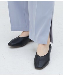 VIS | スクエアトゥセンターシームギャザーフラットパンプス(シューズ)