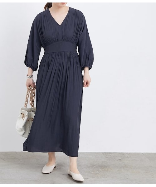 PELLICULE ribbon gather lib blouson グレー PELLICULE ribbon gather