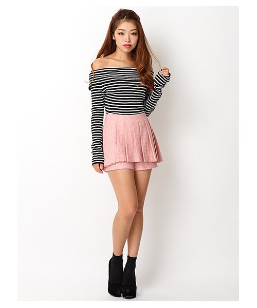 LIPSERVICE(リップサービス)の「リブオフショルニット(トップス・レディース・オフホワイト/ネイビー/カーキ/ブラック/ミックス1・FREE)」の8枚目の写真