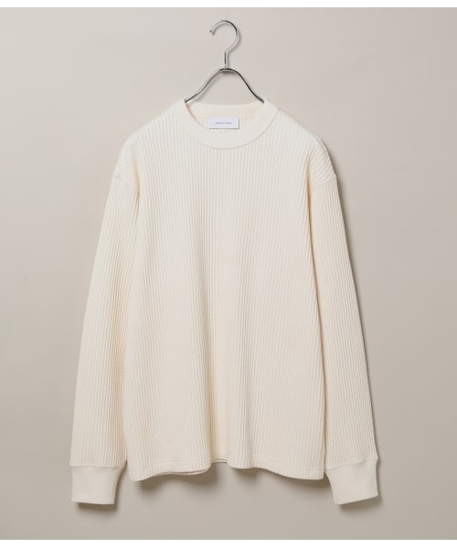 ADAM ET ROPE'(アダムエロペ)の「ヘビーウェイトサーマルクルーネック(トップス・メンズ・ブラック/オフホワイト・S/M/L)」の1枚目の写真