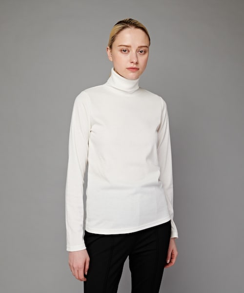 CIAOPANIC（チャオパニック）の「リブカットタートルネック/ボーダー（Tシャツ/カットソー・レディース・オフホワイト/ピスタチオ/ネイビー・F）」の3枚目の写真