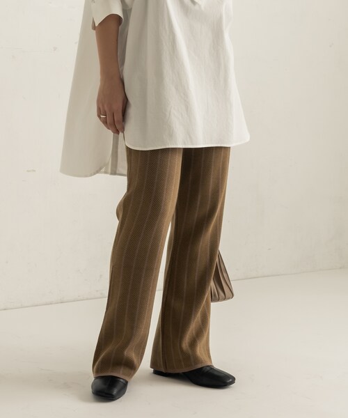 CAPRICIEUX LE'MAGE(カプリシューレマージュ)の「〈HAPPY BAG 対象商品〉ストライプジャガードニットパンツ(その他パンツ・レディース・ピスタチオ/ブラウン・F)」の1枚目の写真