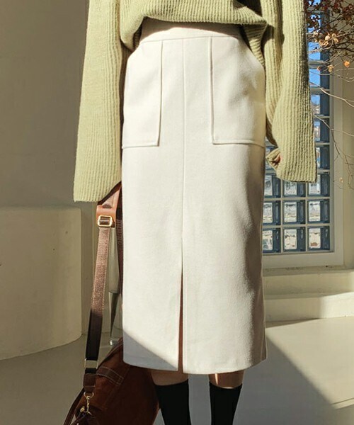 DHOLIC(ディーホリック)の「ポケットスリットスカート(スカート・レディース・アイボリー/オートミール/ブラック・ONESIZE)」の1枚目の写真