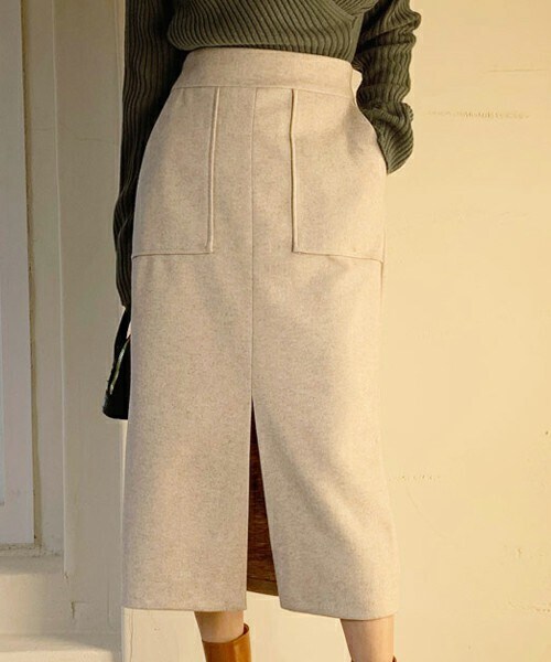 DHOLIC(ディーホリック)の「ポケットスリットスカート(スカート・レディース・アイボリー/オートミール/ブラック・ONESIZE)」の3枚目の写真