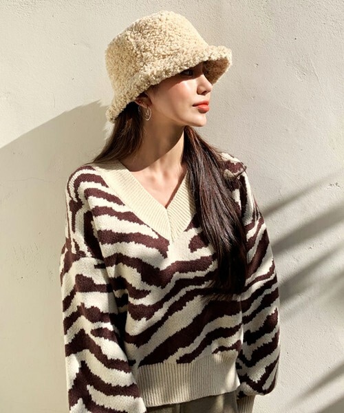 DHOLIC（ディーホリック）の「ボアバケットハット（ハット・レディース・キャメル/グレー/ベージュ/ブラック/ブラウン・ONESIZE）」の4枚目の写真