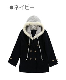 Bobon21 | フード付き2WAYレイヤードPコート-全2色-(ピーコート)