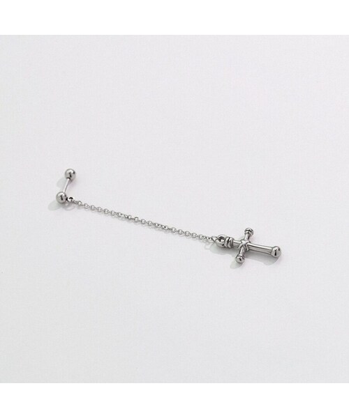 お客片耳ノーブランド　シルバー925 16mm ヤマト着用　登坂着 no brand（ノーブランド）の「1pc 2size ドロップチェーンクロス
