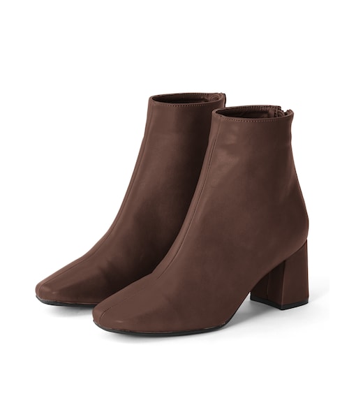 GRL（グレイル）の「スクエアトゥショートブーツ（ブーツ・レディース・オフベージュ/ブラック/ブラウン・24.5）」の2枚目の写真