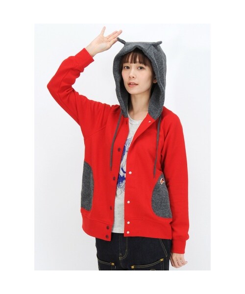 mercibeaucoup,(メルシーボークー)の「メルシーボークー、 / B:ララニットカット / ブルゾン(ジャケット/アウター・レディース・navy(13)/red(21)/charcoal gray(25)・01)」の2枚目の写真