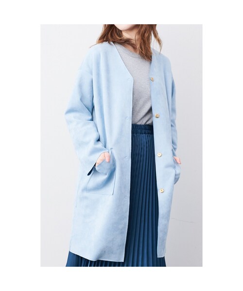 ＩＥＤＩＴストレッチポンチのスエードコート IEDIT 1点投入で優しげになれる やわらかカラーの ストレッチポンチの