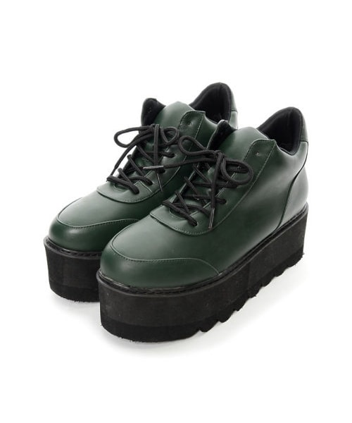 Re:EDIT（リエディ）の「CHICMUSE レースアップ6センチ厚底スニーカー（シューズ・レディース・ブラック/ホワイト/グリーン/ネイビー/ワイン/グレンチェック/レッドチェック/グリーンチェック・S/M/L/LL）」の6枚目の写真