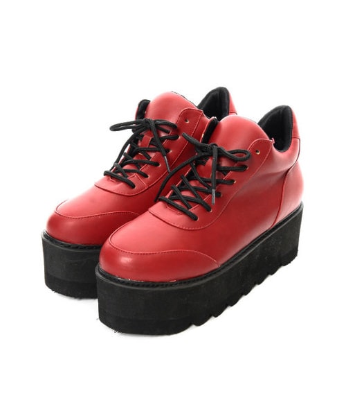 Re:EDIT（リエディ）の「CHICMUSE レースアップ6センチ厚底スニーカー（シューズ・レディース・ブラック/ホワイト/グリーン/ネイビー/ワイン/グレンチェック/レッドチェック/グリーンチェック・S/M/L/LL）」の8枚目の写真