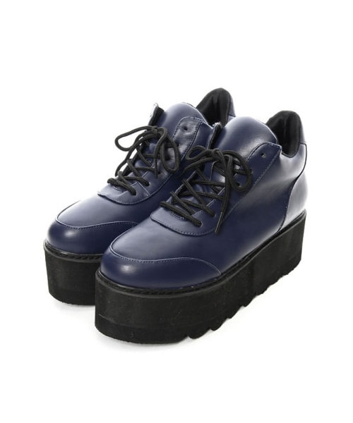 Re:EDIT（リエディ）の「CHICMUSE レースアップ6センチ厚底スニーカー（シューズ・レディース・ブラック/ホワイト/グリーン/ネイビー/ワイン/グレンチェック/レッドチェック/グリーンチェック・S/M/L/LL）」の7枚目の写真