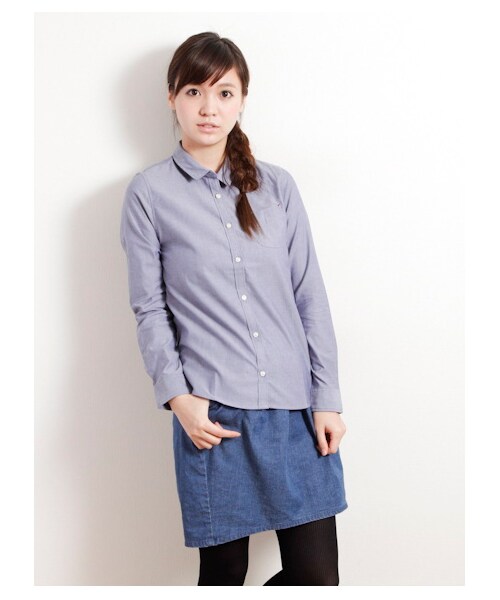 earth music&ecology（アースミュージックアンドエコロジー）の「イージーケアシャツ（シャツ・ブラウス・レディース・オフホワイト/ホワイト/サックスブルー/ネイビー/ストライプ/Black Watch Green/ブラックウォッチレッド/ウィンドペンアイボリー/ウィンドペンネイビー/グレンチェック/Hounds Tooth Black/ストライプライトグレー/ストライプネイビー/チェックレッド/チェックブルー・S/M）」の12枚目の写真