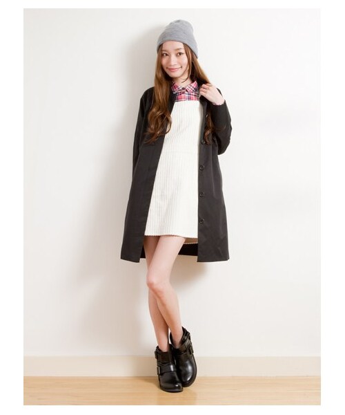 earth music&ecology（アースミュージックアンドエコロジー）の「イージーケアシャツ（シャツ・ブラウス・レディース・オフホワイト/ホワイト/サックスブルー/ネイビー/ストライプ/Black Watch Green/ブラックウォッチレッド/ウィンドペンアイボリー/ウィンドペンネイビー/グレンチェック/Hounds Tooth Black/ストライプライトグレー/ストライプネイビー/チェックレッド/チェックブルー・S/M）」の8枚目の写真