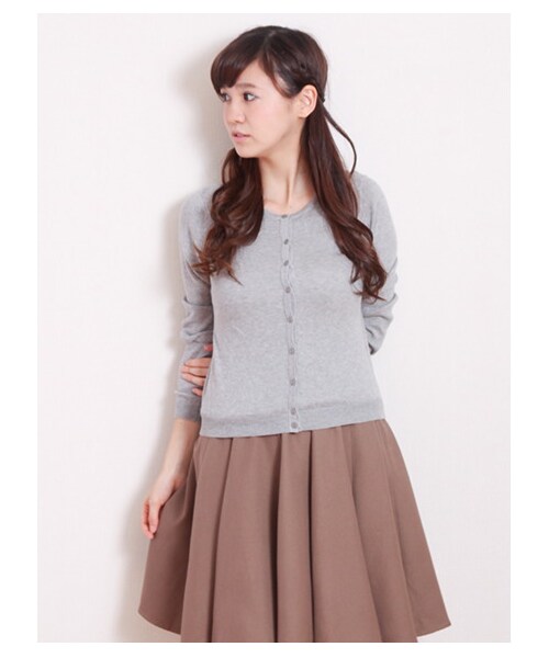 earth music&ecology（アースミュージックアンドエコロジー）の「ガンガンカーディガン solid（カーディガン・レディース・杢ライトグレー/ブラック/ライトピンク/ピンク/レッド/レンガ/ブラウン/キャメル/マスタード/ミント/グリーン/サックスブルー/ブルー/ネイビー/ラベンダー・S/M）」の9枚目の写真