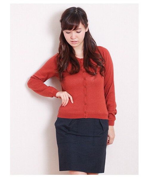 earth music&ecology（アースミュージックアンドエコロジー）の「ガンガンカーディガン solid（カーディガン・レディース・杢ライトグレー/ブラック/ライトピンク/ピンク/レッド/レンガ/ブラウン/キャメル/マスタード/ミント/グリーン/サックスブルー/ブルー/ネイビー/ラベンダー・S/M）」の14枚目の写真