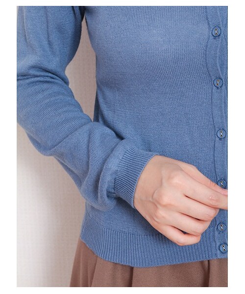 earth music&ecology（アースミュージックアンドエコロジー）の「ガンガンカーディガン solid（カーディガン・レディース・杢ライトグレー/ブラック/ライトピンク/ピンク/レッド/レンガ/ブラウン/キャメル/マスタード/ミント/グリーン/サックスブルー/ブルー/ネイビー/ラベンダー・S/M）」の5枚目の写真