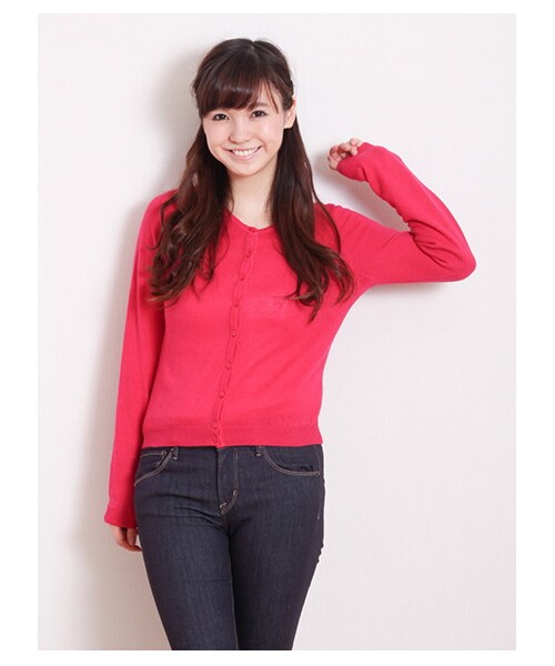 earth music&ecology（アースミュージックアンドエコロジー）の「ガンガンカーディガン solid（カーディガン・レディース・杢ライトグレー/ブラック/ライトピンク/ピンク/レッド/レンガ/ブラウン/キャメル/マスタード/ミント/グリーン/サックスブルー/ブルー/ネイビー/ラベンダー・S/M）」の12枚目の写真