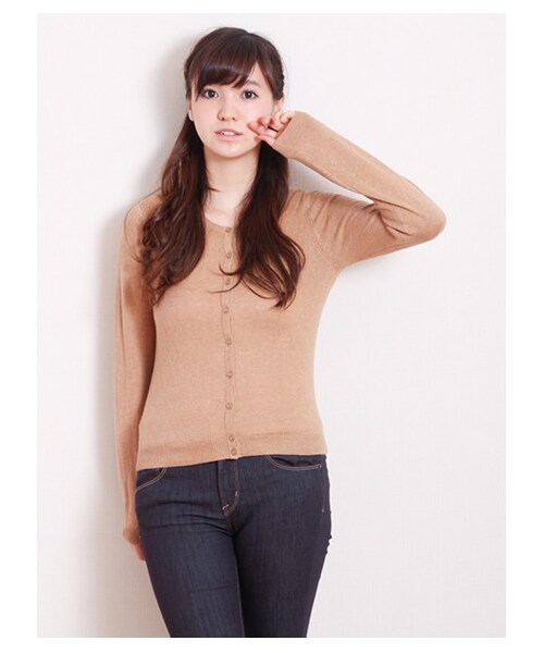 earth music&ecology（アースミュージックアンドエコロジー）の「ガンガンカーディガン solid（カーディガン・レディース・杢ライトグレー/ブラック/ライトピンク/ピンク/レッド/レンガ/ブラウン/キャメル/マスタード/ミント/グリーン/サックスブルー/ブルー/ネイビー/ラベンダー・S/M）」の16枚目の写真