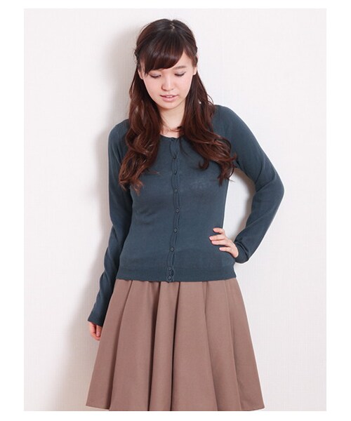 earth music&ecology（アースミュージックアンドエコロジー）の「ガンガンカーディガン solid（カーディガン・レディース・杢ライトグレー/ブラック/ライトピンク/ピンク/レッド/レンガ/ブラウン/キャメル/マスタード/ミント/グリーン/サックスブルー/ブルー/ネイビー/ラベンダー・S/M）」の19枚目の写真