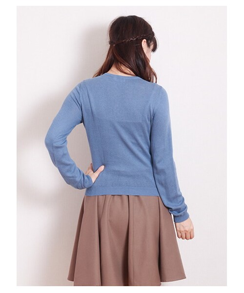 earth music&ecology（アースミュージックアンドエコロジー）の「ガンガンカーディガン solid（カーディガン・レディース・杢ライトグレー/ブラック/ライトピンク/ピンク/レッド/レンガ/ブラウン/キャメル/マスタード/ミント/グリーン/サックスブルー/ブルー/ネイビー/ラベンダー・S/M）」の3枚目の写真