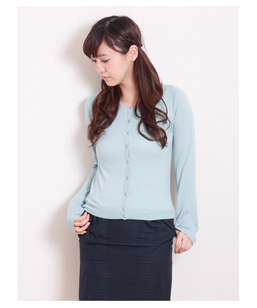 earth music&ecology（アースミュージックアンドエコロジー）の「ガンガンカーディガン solid（カーディガン・レディース・杢ライトグレー/ブラック/ライトピンク/ピンク/レッド/レンガ/ブラウン/キャメル/マスタード/ミント/グリーン/サックスブルー/ブルー/ネイビー/ラベンダー・S/M）」の18枚目の写真