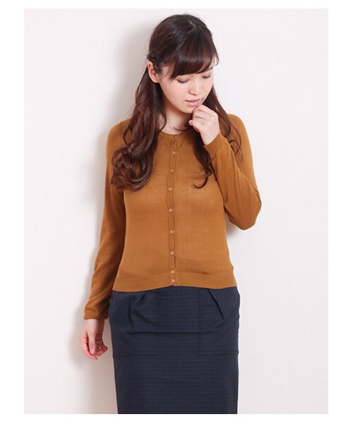 earth music&ecology（アースミュージックアンドエコロジー）の「ガンガンカーディガン solid（カーディガン・レディース・杢ライトグレー/ブラック/ライトピンク/ピンク/レッド/レンガ/ブラウン/キャメル/マスタード/ミント/グリーン/サックスブルー/ブルー/ネイビー/ラベンダー・S/M）」の17枚目の写真