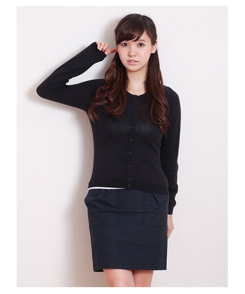 earth music&ecology（アースミュージックアンドエコロジー）の「ガンガンカーディガン solid（カーディガン・レディース・杢ライトグレー/ブラック/ライトピンク/ピンク/レッド/レンガ/ブラウン/キャメル/マスタード/ミント/グリーン/サックスブルー/ブルー/ネイビー/ラベンダー・S/M）」の10枚目の写真