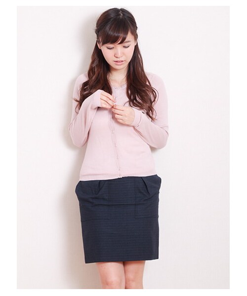 earth music&ecology（アースミュージックアンドエコロジー）の「ガンガンカーディガン solid（カーディガン・レディース・杢ライトグレー/ブラック/ライトピンク/ピンク/レッド/レンガ/ブラウン/キャメル/マスタード/ミント/グリーン/サックスブルー/ブルー/ネイビー/ラベンダー・S/M）」の11枚目の写真