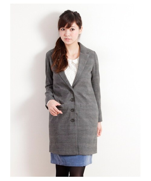 Earth Music Ecology アースミュージックアンドエコロジー の グレンチェックチェスターコート ジャケット アウター Wear