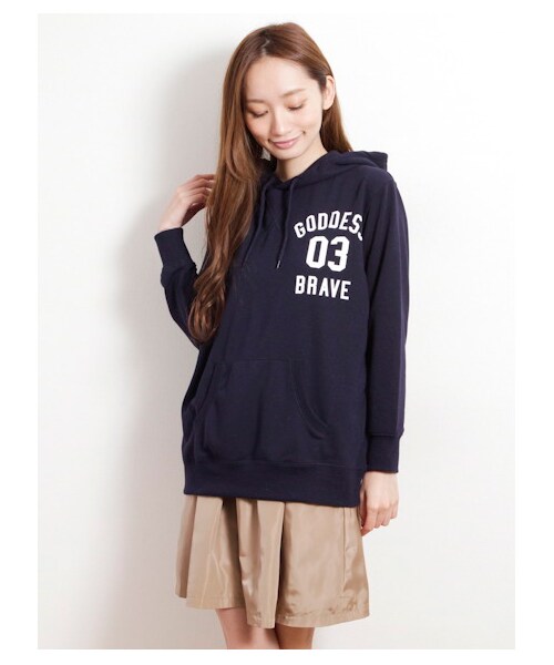 E hyphen world gallery（イーハイフンワールドギャラリー）の「フード裏毛長袖プルオーバー（カットソー・レディース・アイボリー/ライトグレー/ネイビー・F）」の3枚目の写真