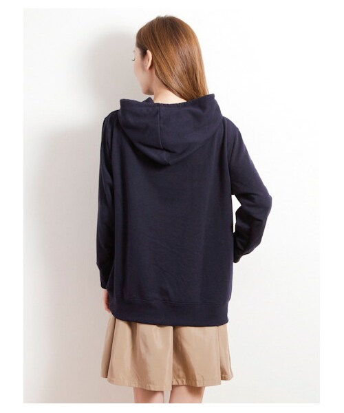 E hyphen world gallery（イーハイフンワールドギャラリー）の「フード裏毛長袖プルオーバー（カットソー・レディース・アイボリー/ライトグレー/ネイビー・F）」の6枚目の写真