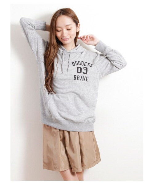 E hyphen world gallery（イーハイフンワールドギャラリー）の「フード裏毛長袖プルオーバー（カットソー・レディース・アイボリー/ライトグレー/ネイビー・F）」の2枚目の写真