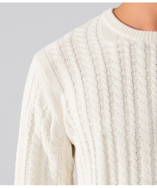 JUNRED（ジュンレッド）の「アッシュドウールウォッシュケーブルニット（ニット・メンズ・グレー/オフホワイト・0/1/2）」の7枚目の写真