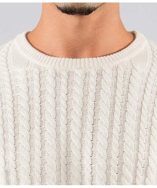 JUNRED（ジュンレッド）の「アッシュドウールウォッシュケーブルニット（ニット・メンズ・グレー/オフホワイト・0/1/2）」の6枚目の写真