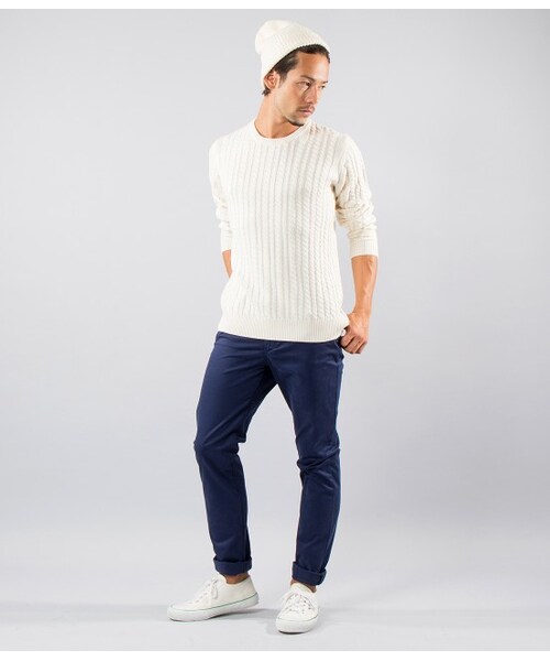 JUNRED（ジュンレッド）の「アッシュドウールウォッシュケーブルニット（ニット・メンズ・グレー/オフホワイト・0/1/2）」の11枚目の写真