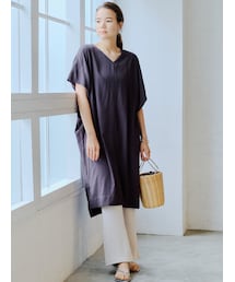 SEVENDAYS=SUNDAY　TC天竺コルセット付5分袖ワンピース　カーキ SEVENDAYS=SUNDAYTC天竺コルセット付5分袖ワンピースカーキ