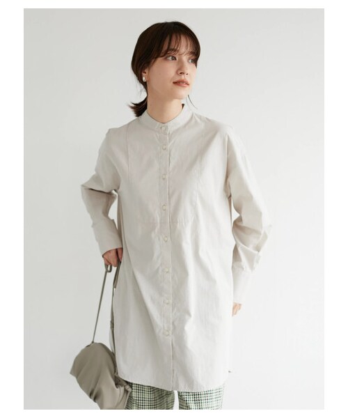 Green Parks(グリーンパークス)の「ビブヨークチュニシャツ(トップス・オフホワイト/グレーベージュ/ミント/ライラック・F)」の2枚目の写真