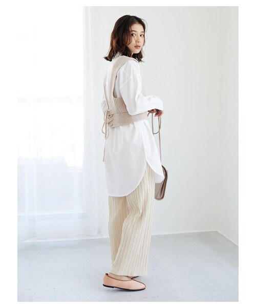 Green Parks(グリーンパークス)の「ビブヨークチュニシャツ(トップス・オフホワイト/グレーベージュ/ミント/ライラック・F)」の8枚目の写真