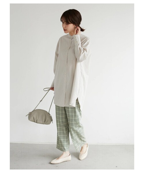 Green Parks(グリーンパークス)の「ビブヨークチュニシャツ(トップス・オフホワイト/グレーベージュ/ミント/ライラック・F)」の4枚目の写真