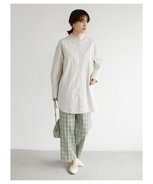 Green Parks(グリーンパークス)の「ビブヨークチュニシャツ(トップス・オフホワイト/グレーベージュ/ミント/ライラック・F)」の3枚目の写真