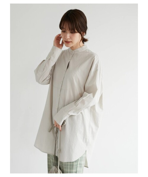 Green Parks(グリーンパークス)の「ビブヨークチュニシャツ(トップス・オフホワイト/グレーベージュ/ミント/ライラック・F)」の18枚目の写真