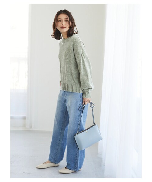 Green　Parks（グリーンパークス）の「ワイドデニムパンツ（パンツ・オフホワイト/インディゴ/ワンウォッシュ・M/L）」の2枚目の写真