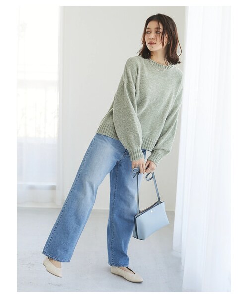 Green　Parks（グリーンパークス）の「ワイドデニムパンツ（パンツ・オフホワイト/インディゴ/ワンウォッシュ・M/L）」の3枚目の写真