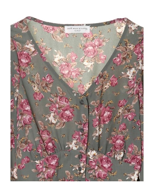 earth music&ecology（アースミュージックアンドエコロジー）の「【Special Price】SLP-花柄エンパイヤワンピース（ワンピース/ドレス・ブラウン/グリーン・F）」の3枚目の写真