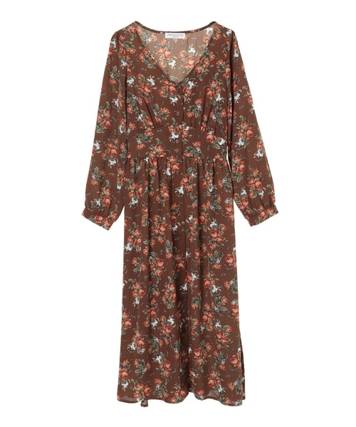 earth music&ecology（アースミュージックアンドエコロジー）の「【Special Price】SLP-花柄エンパイヤワンピース（ワンピース/ドレス・ブラウン/グリーン・F）」の8枚目の写真