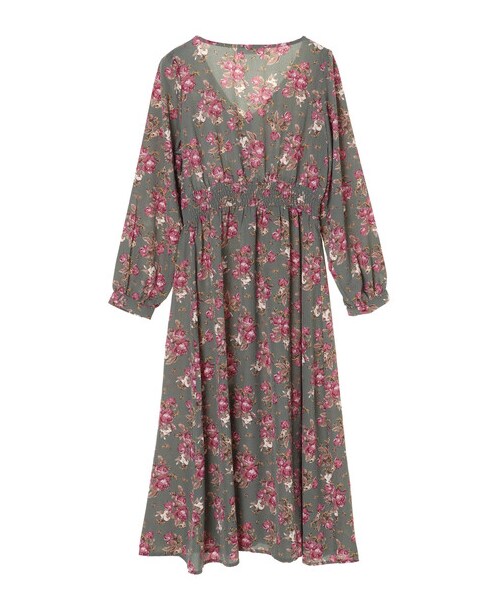 earth music&ecology（アースミュージックアンドエコロジー）の「【Special Price】SLP-花柄エンパイヤワンピース（ワンピース/ドレス・ブラウン/グリーン・F）」の2枚目の写真