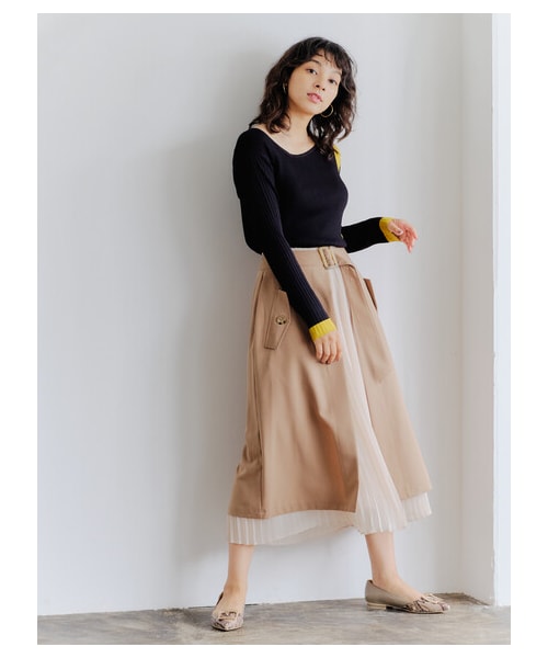 YECCA VECCA（イェッカヴェッカ）の「≪USED≫2col.アシメネックリブニット（トップス・ベージュ/グリーン・F）」の8枚目の写真